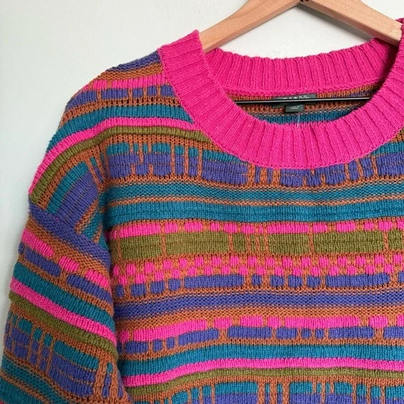 Wild Fable Retro 90s Chunky Knit Colorful Sweater - Picture 3 of 6